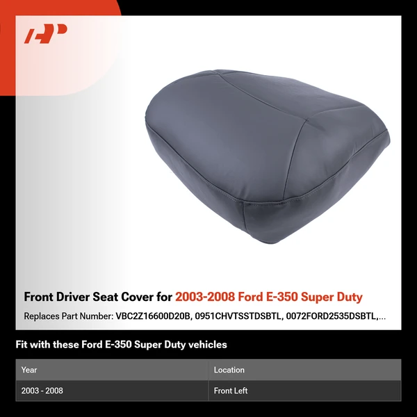Front Driver Seat Cover for 2003-2008 Ford E-350 Super Duty