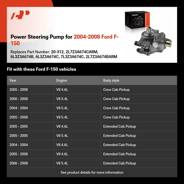 Power Steering Pump for 2004-2008 Ford F-150