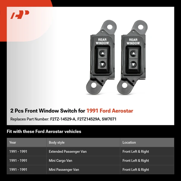2 Pcs Front Window Switch for 1991 Ford Aerostar