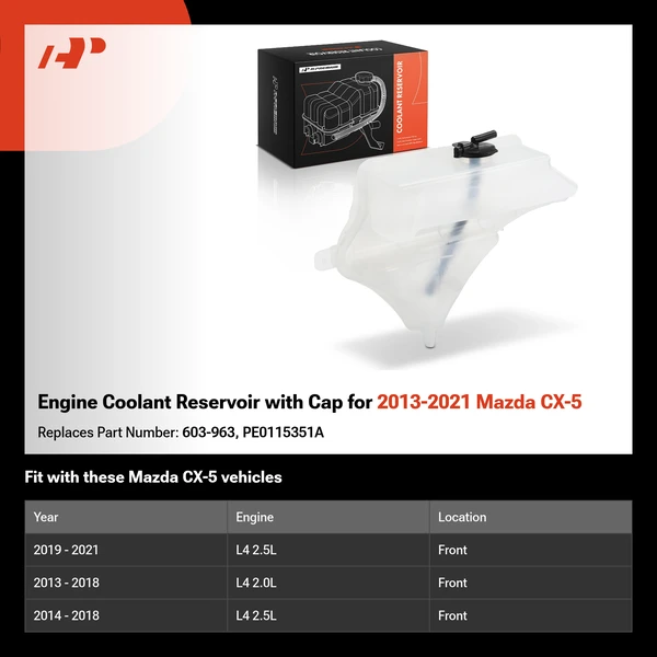 Engine Coolant Reservoir with Cap for 2013-2021 Mazda CX-5