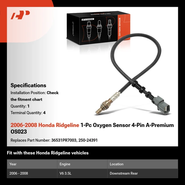 2006-2008 Honda Ridgeline 1-Pc Oxygen Sensor 4-Pin A-Premium OS023