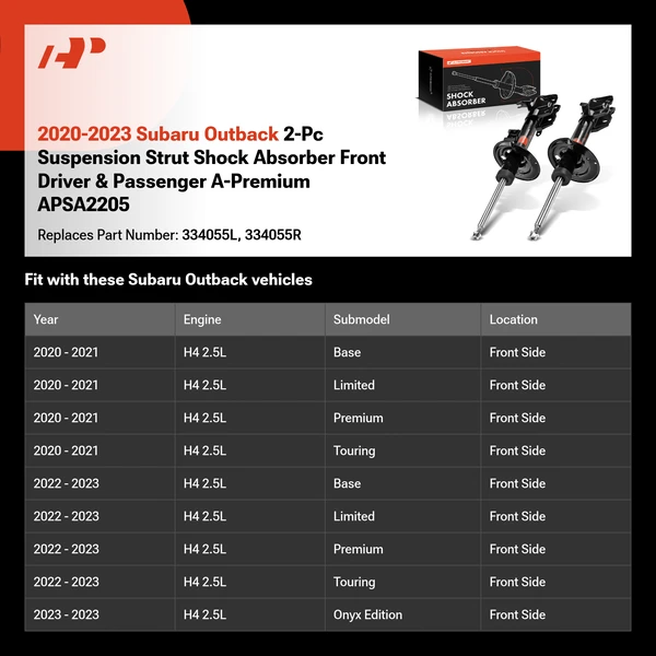 2020-2023 Subaru Outback 2-Pc Suspension Strut Shock Absorber Front Driver & Passenger A-Premium APSA2205