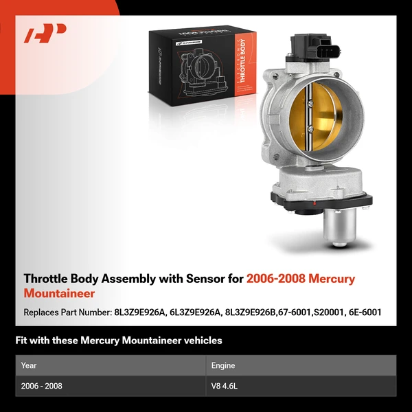 Throttle Body Assembly with Sensor for 2006-2008 Mercury Mountaineer
