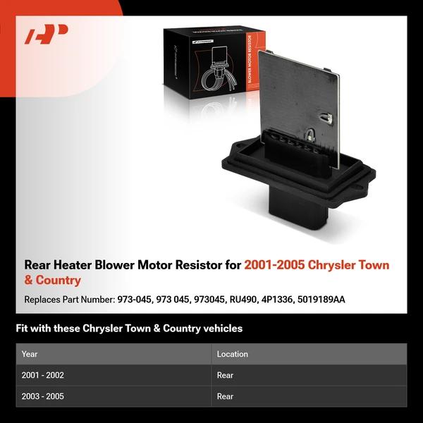 Rear Heater Blower Motor Resistor for 2001-2005 Chrysler Town & Country