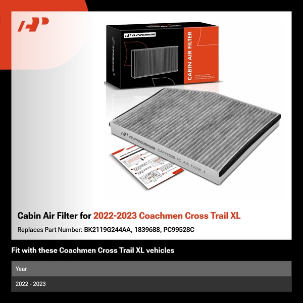 Cabin Air Filter for 2022-2023 Coachmen Cross Trail XL