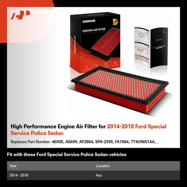 High Performance Engine Air Filter for 2014-2018 Ford Special Service Police Sedan