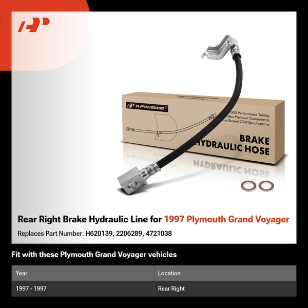 Rear Right Brake Hydraulic Line for 1997 Plymouth Grand Voyager