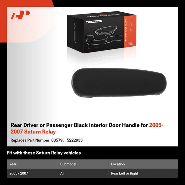 Rear Driver or Passenger Black Interior Door Handle for 2005-2007 Saturn Relay