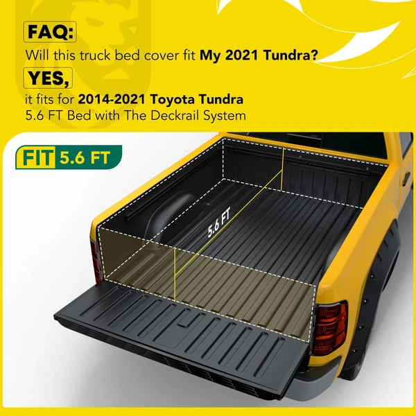 5.6 ft Bed Hard Quad Fold Tonneau Cover with Auto Locking for Toyota Tundra 2014-2021