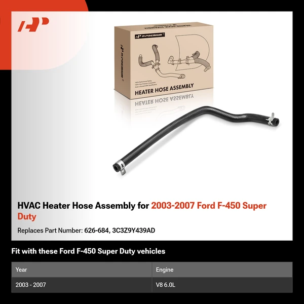 HVAC Heater Hose Assembly for 2003-2007 Ford F-450 Super Duty