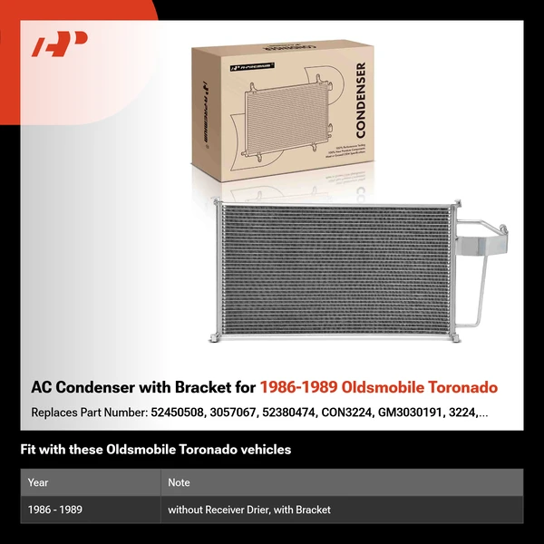 AC Condenser with Bracket for 1986-1989 Oldsmobile Toronado