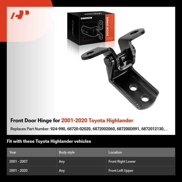 Front Door Hinge for 2001-2020 Toyota Highlander