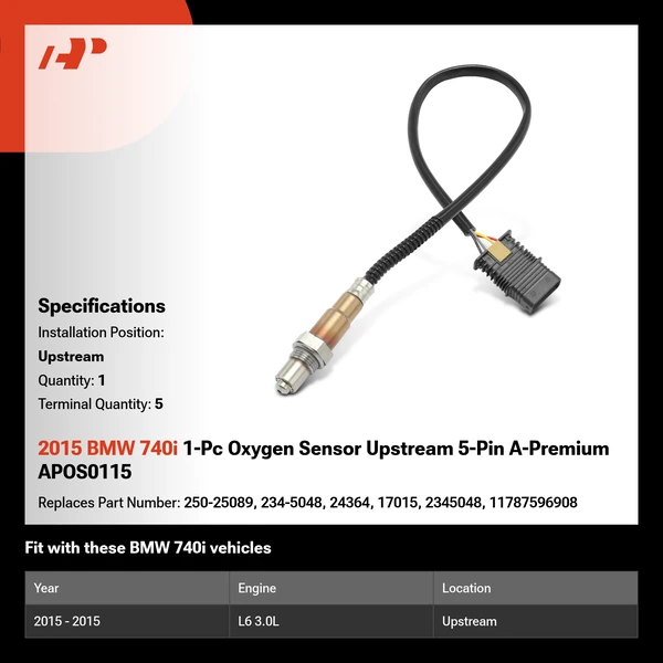 2015 BMW 740i 1-Pc Oxygen Sensor Upstream 5-Pin A-Premium APOS0115