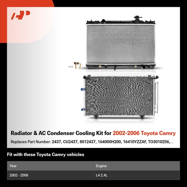Radiator & AC Condenser Cooling Kit for 2002-2006 Toyota Camry