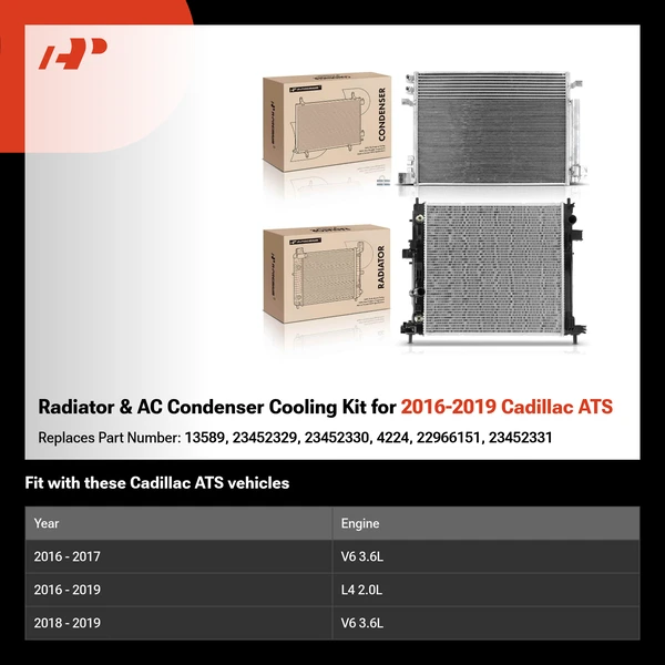 Radiator & AC Condenser Cooling Kit for 2016-2019 Cadillac ATS