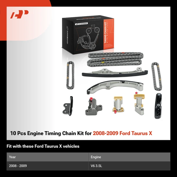 10 Pcs Engine Timing Chain Kit for 2008-2009 Ford Taurus X