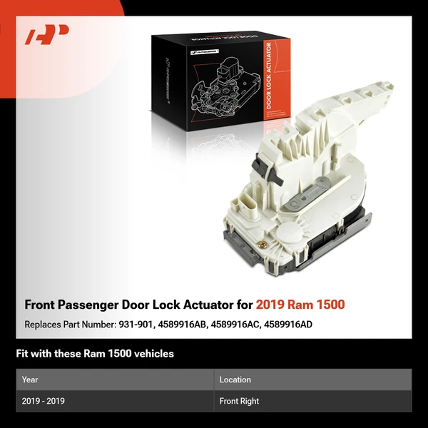 Front Passenger Door Lock Actuator for 2019 Ram 1500