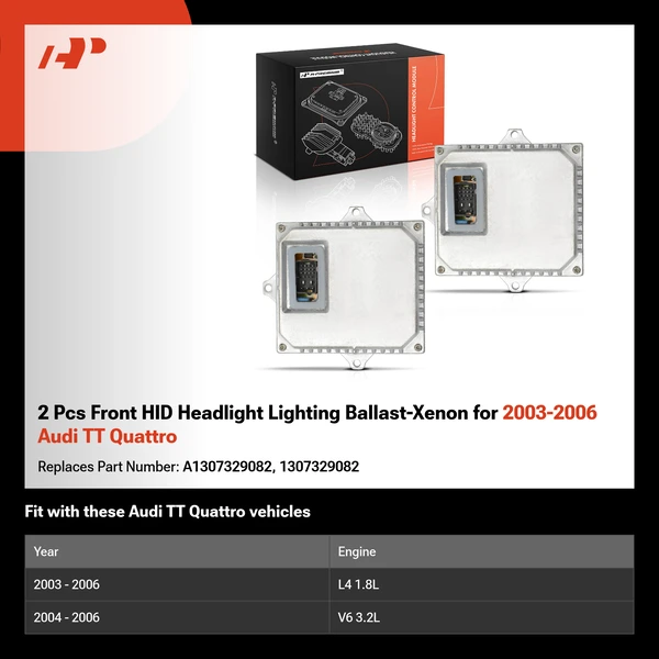 2 Pcs Front HID Headlight Lighting Ballast-Xenon for 2003-2006 Audi TT Quattro