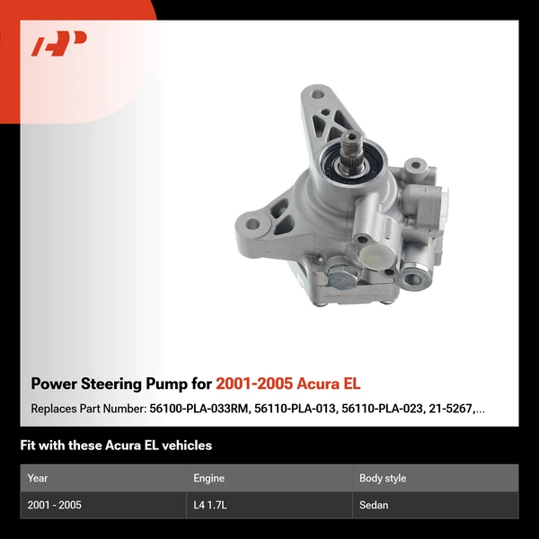 Power Steering Pump for 2001-2005 Acura EL