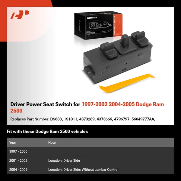 Driver Power Seat Switch for 1997-2002 2004-2005 Dodge Ram 2500