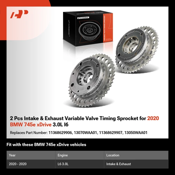 2 Pcs Intake & Exhaust Variable Valve Timing Sprocket for 2020 BMW 745e xDrive 3.0L l6