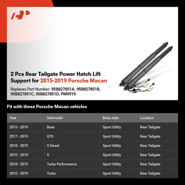 2 Pcs Rear Tailgate Power Hatch Lift Support for 2015-2019 Porsche Macan