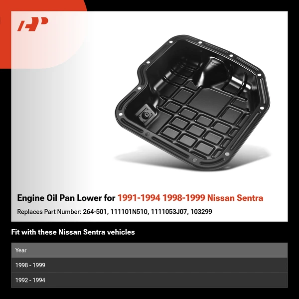Engine Oil Pan Lower for 1991-1994 1998-1999 Nissan Sentra