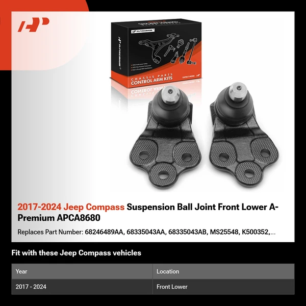 2017-2024 Jeep Compass Suspension Ball Joint Front Lower A-Premium APCA8680