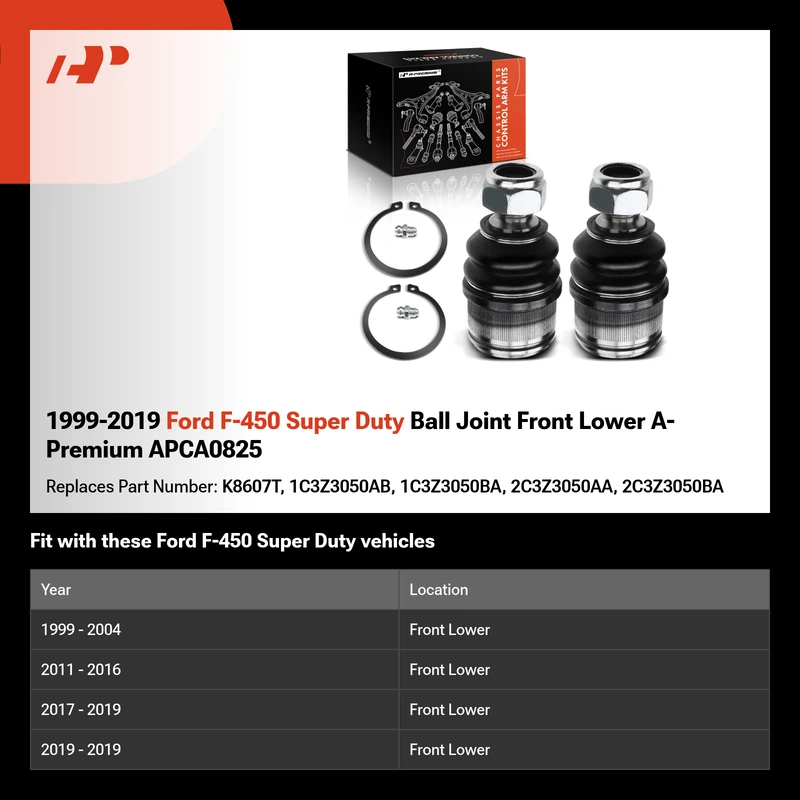 1999-2019 Ford F-450 Super Duty Ball Joint Front Lower A-Premium APCA0825
