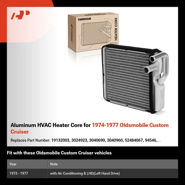 Aluminum HVAC Heater Core for 1974-1977 Oldsmobile Custom Cruiser