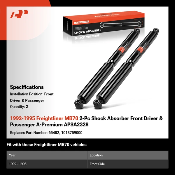 1992-1995 Freightliner MB70 2-Pc Shock Absorber Front Driver & Passenger A-Premium APSA2328