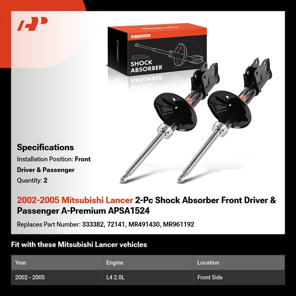 2002-2005 Mitsubishi Lancer 2-Pc Shock Absorber Front Driver & Passenger A-Premium APSA1524