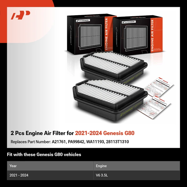 2 Pcs Engine Air Filter for 2021-2024 Genesis G80