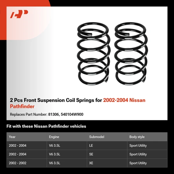 2 Pcs Front Suspension Coil Springs for 2002-2004 Nissan Pathfinder