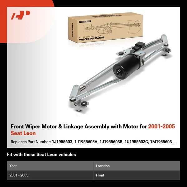 Front Wiper Motor & Linkage Assembly with Motor for 2001-2005 Seat Leon