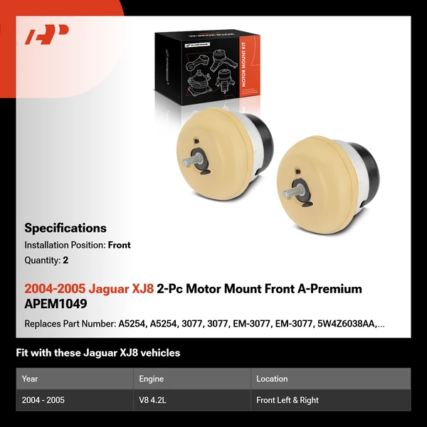2004-2005 Jaguar XJ8 2-Pc Motor Mount Front A-Premium APEM1049