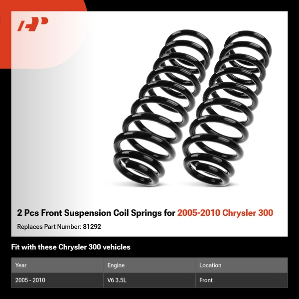 2 Pcs Front Suspension Coil Springs for 2005-2010 Chrysler 300