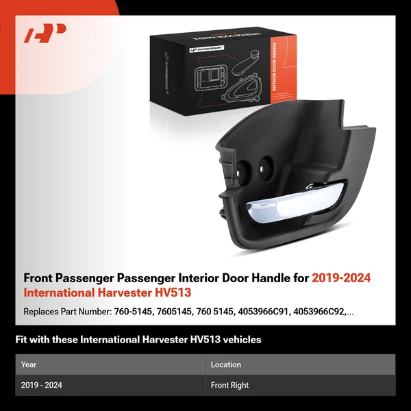 Front Passenger Passenger Interior Door Handle for 2019-2024 International Harvester HV513