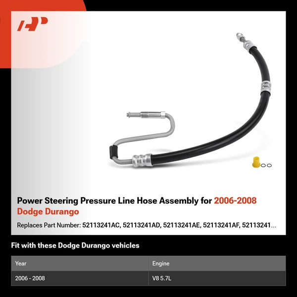 Power Steering Pressure Line Hose Assembly for 2006-2008 Dodge Durango