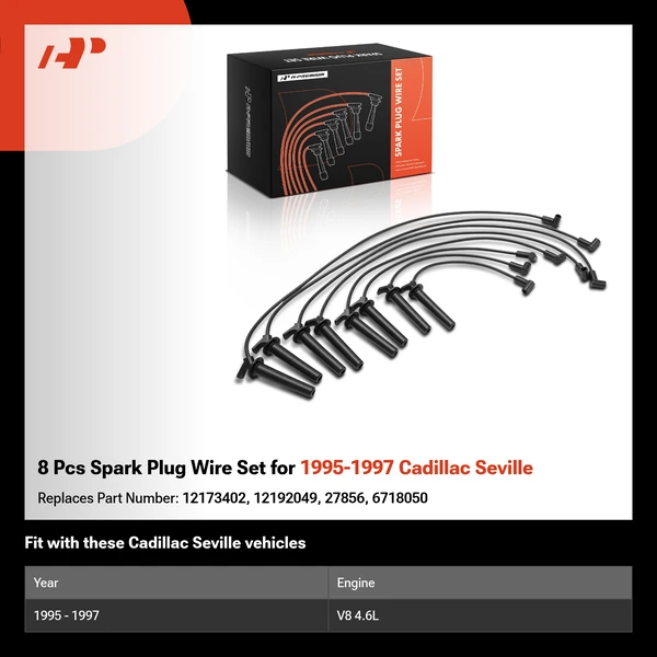 8 Pcs Spark Plug Wire Set for 1995-1997 Cadillac Seville