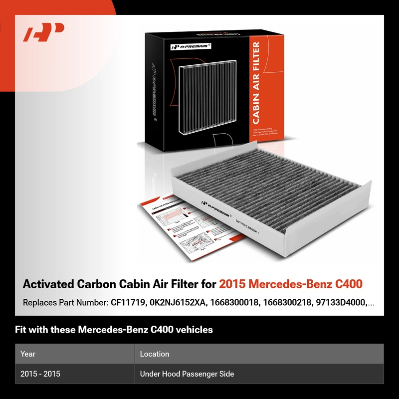 Activated Carbon Cabin Air Filter for 2015 Mercedes-Benz C400