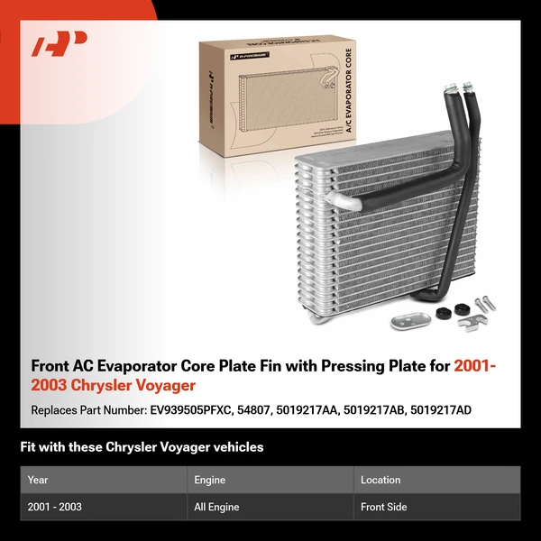 Front AC Evaporator Core Plate Fin with Pressing Plate for 2001-2003 Chrysler Voyager