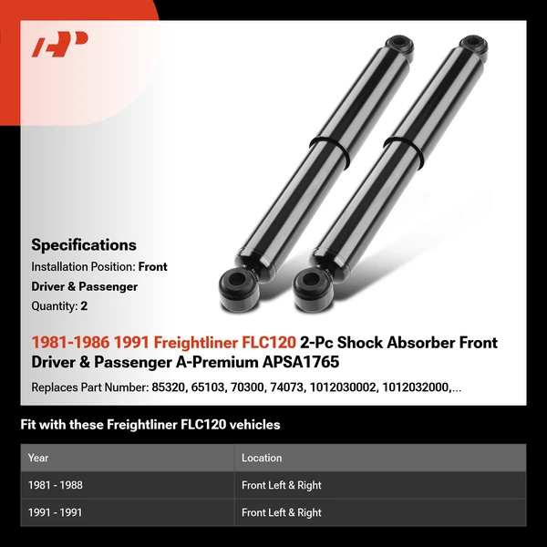 1981-1986 1991 Freightliner FLC120 2-Pc Shock Absorber Front Driver & Passenger A-Premium APSA1765