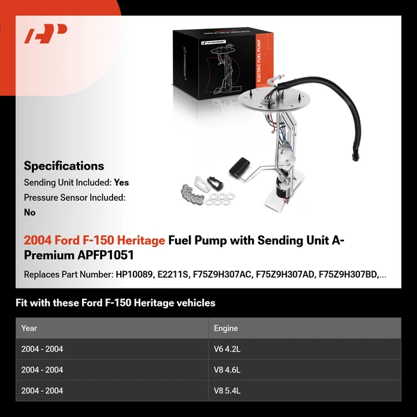 2004 Ford F-150 Heritage Fuel Pump with Sending Unit A-Premium APFP1051