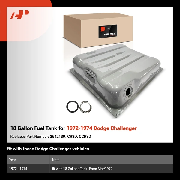 18 Gallon Fuel Tank for 1972-1974 Dodge Challenger