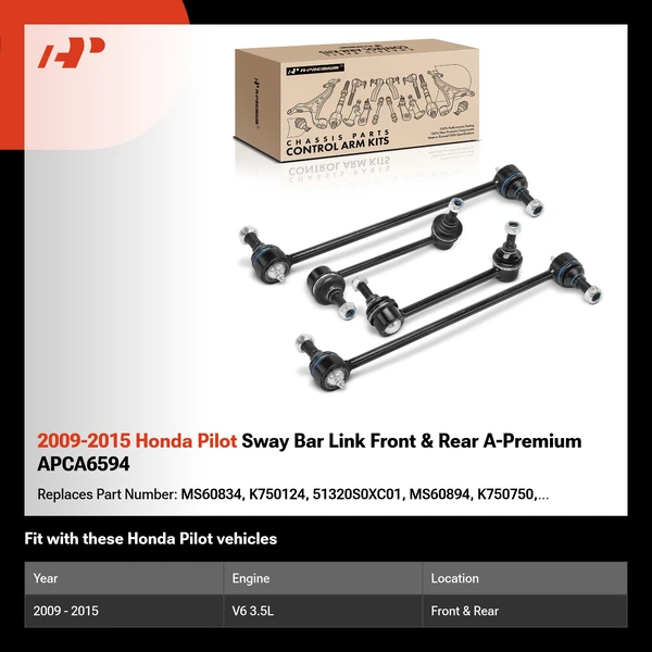2009-2015 Honda Pilot Sway Bar Link Front & Rear A-Premium APCA6594