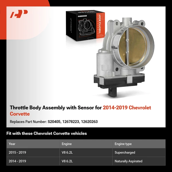 Throttle Body Assembly with Sensor for 2014-2019 Chevrolet Corvette
