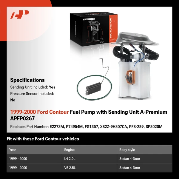 1999-2000 Ford Contour Fuel Pump with Sending Unit A-Premium APFP0267