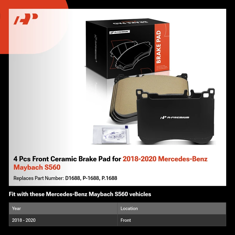 4 Pcs Front Ceramic Brake Pad for 2018-2020 Mercedes-Benz Maybach S560