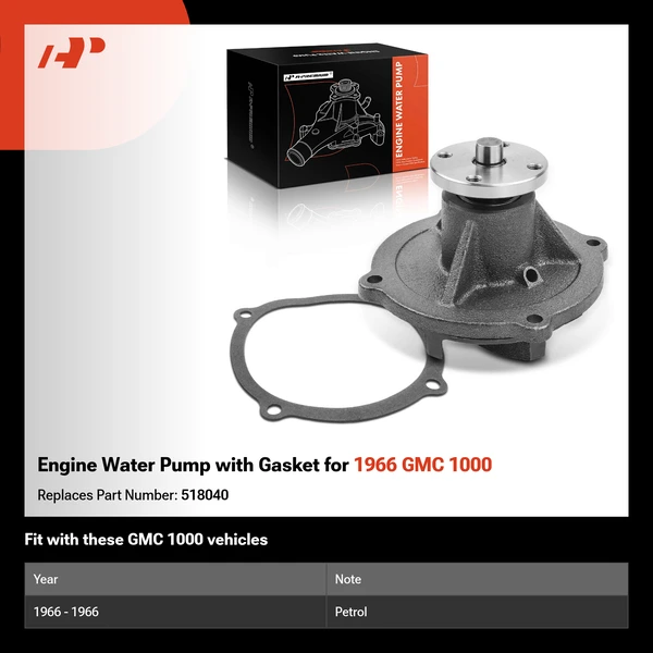 Engine Water Pump with Gasket for 1966 GMC 1000